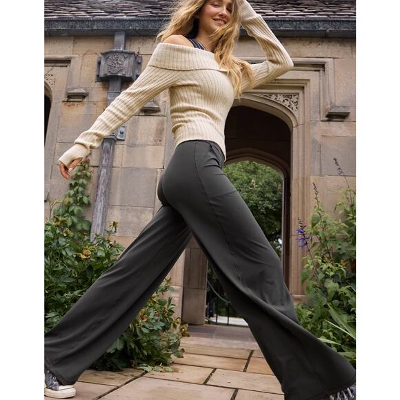 Aerie OFFLINE Real Me XTRA High Waisted Trouser Pants Smoked Gray Wide Leg XL - Picture 8 of 8